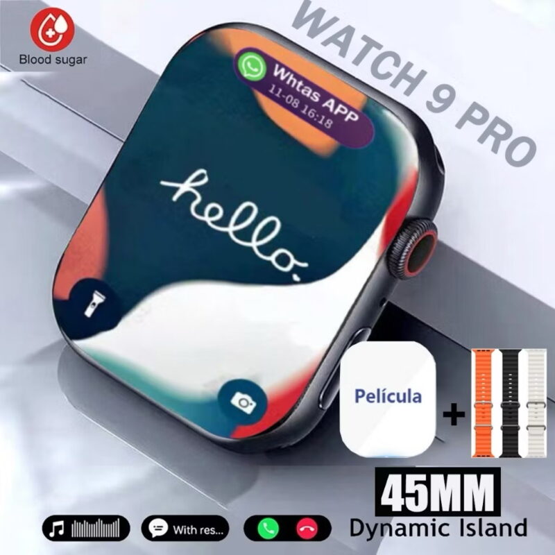 ￼2024 smartwatch 9 pro Carregamento sem fio relógio inteligente 2.02 inches Série 9 Bluetooth Call