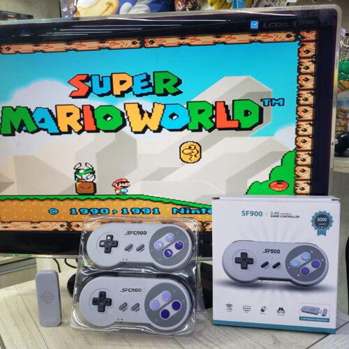 Jogo De Vídeo Retrojogo SF900 Super Nintendo 5000 + 2 Controladores Sem Fio Para 8-Bit