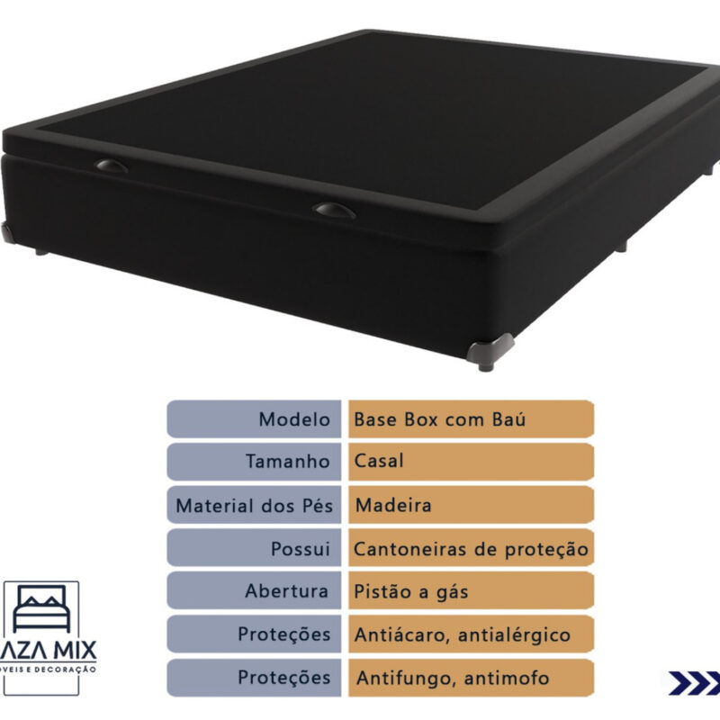 Cama Box Molas Ensacadas Baú Casal Colchão Airtech Ortobom